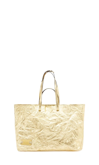 Shop Jw Anderson Crinkled Tote Bags In Gold
