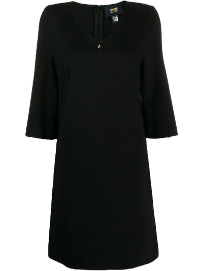 Shop Cavalli Class Short V-neck Dress In Black