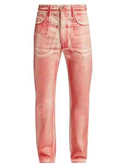 Shop Helmut Lang High-rise Straight Jeans In Red Volcano