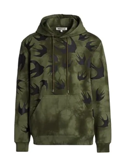 Shop Mcq By Alexander Mcqueen Two-tone Military Graphic Hoodie In Military Khaki