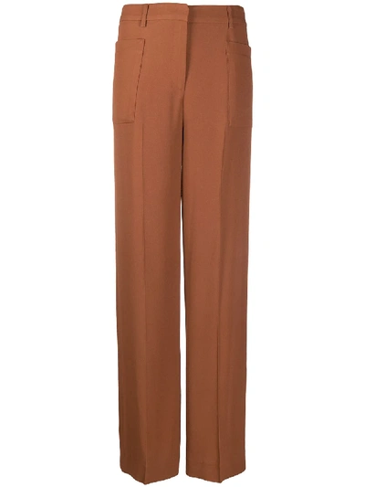 Shop L'autre Chose Pleated Detail High-waisted Tailored Trousers In Brown