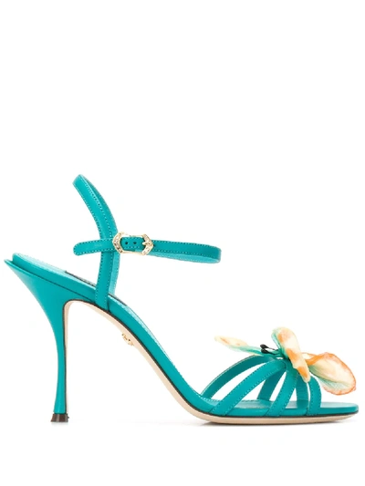 Shop Dolce & Gabbana Butterfly Appliqué Sandals In Blue
