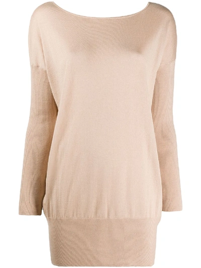 Shop Snobby Sheep Fine Knit Long Top In Neutrals