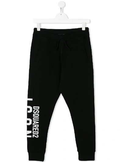 Shop Dsquared2 Teen Icon Logo Track Pants In Black