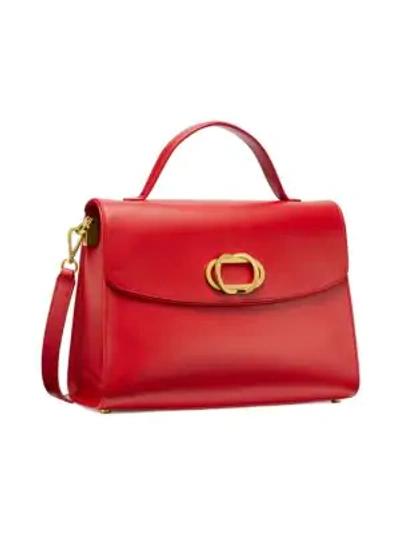 Shop Stuart Weitzman Adelina Leather Top Handle Bag In Red