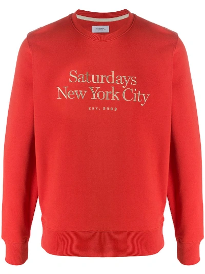 Shop Saturdays Surf Nyc Bowery Miller Cotton Sweatshirt In Red