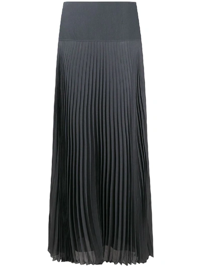 Shop Chloé Long Pleated Skirt In Grey