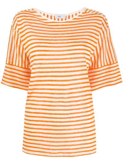 Shop Closed Striped-print Oversized T-shirt In Orange