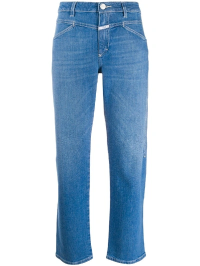 Shop Closed Faded Straight-leg Jeans In Blue