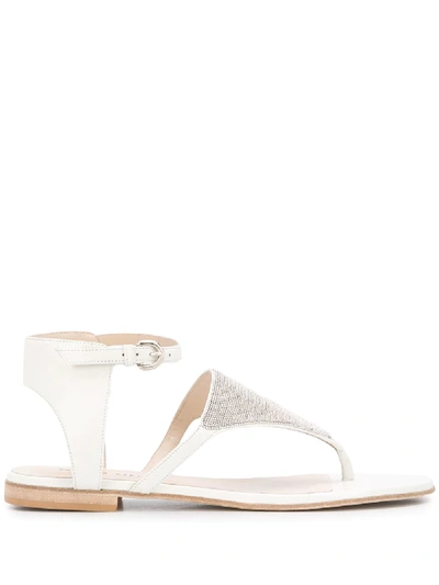 Shop Fabiana Filippi Metal Embellished Sandals In White