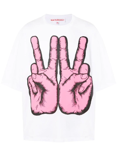 Shop Walter Van Beirendonck Peace Sign Print T-shirt In White