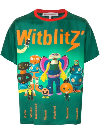 Walter Van Beirendonck Witblitz Robot Print T-shirt In Green | ModeSens