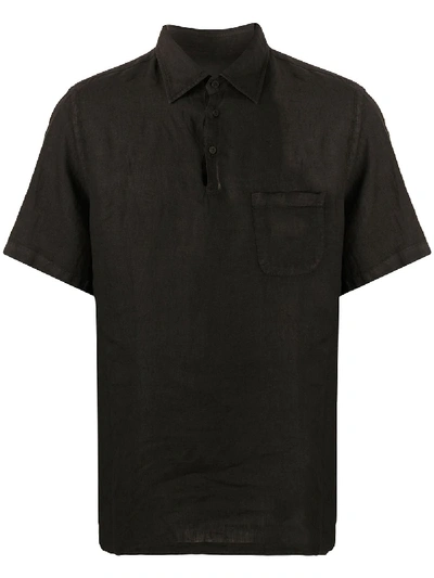 Shop Costumein Corfù Linen Polo Shirt In Black