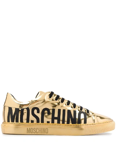 Moschino Men's Shoes Leather Trainers Sneakers In Gold | ModeSens