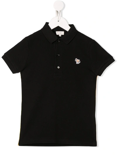 Paul Smith Junior Short Sleeve Polo Shirt In Black