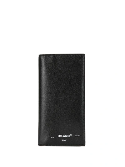 Shop Off-white Logo Long Flap Wallet In Black