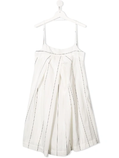 Shop Anja Schwerbrock Teen Striped Print Dress In White