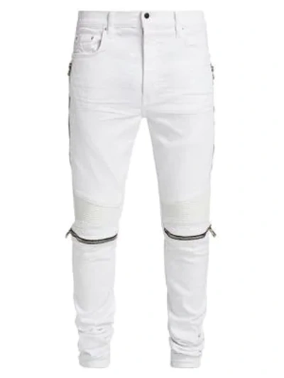 Shop Amiri Mx2 Zipper Skinny Jeans In White