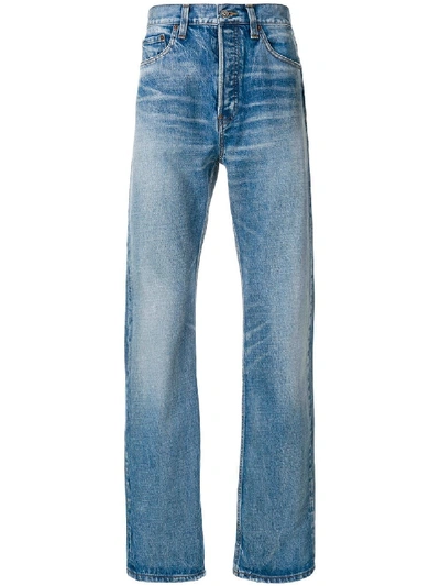 Shop Balenciaga Blue Straight Leg Denim Jeans