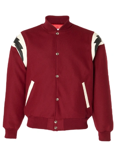 Shop Rhude Red Varsity Bomber Jacket