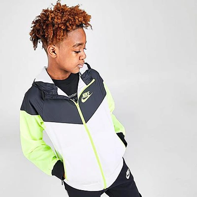 Shop Nike Boys' Sportswear Windrunner Jacket In White/yellow