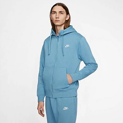 Shop Nike Men's Sportswear Club Fleece Full-zip Hoodie In Blue