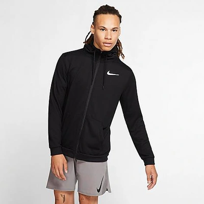 Shop Nike Men's Dri-fit Fleece Full-zip Hoodie In Black