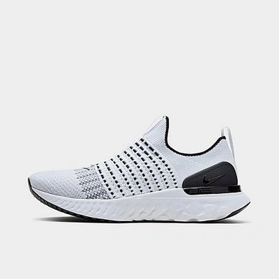 Shop Nike Men's React Phantom Run Flyknit 2 Running Shoes In True White/black/pure Platinum/white