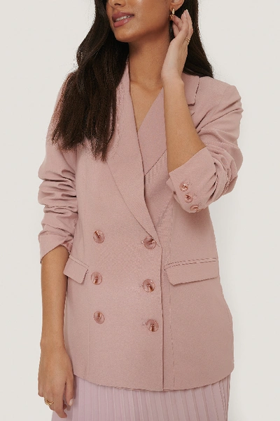 Shop Na-kd Classic Straight Double Button Blazer - Pink In Dusty Pink