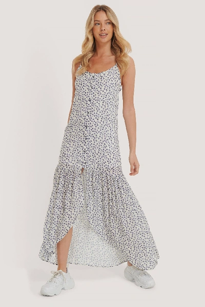 Shop Na-kd Thin Strap Midi Dress - White In Blue Flower