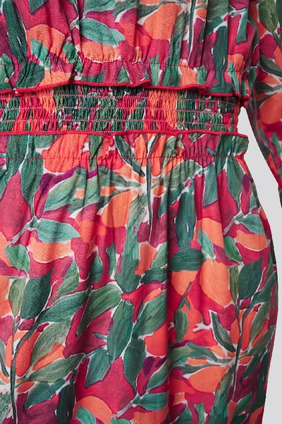 Shop Na-kd Ruffle Details Flowy Midi Dress - Multicolor In Orange Mix