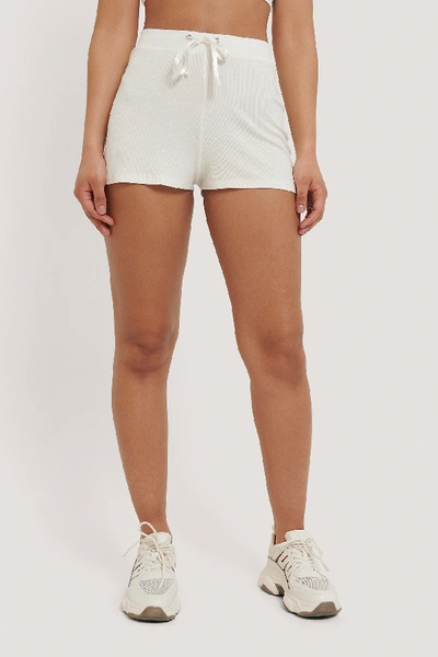 Shop Na-kd Ribbed Lounge Cropped Shorts - Offwhite