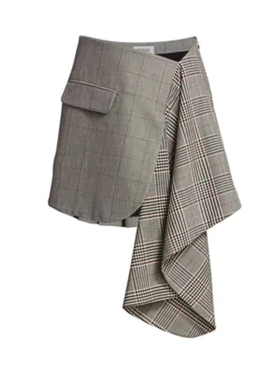 Shop Monse Plaid Cascade Suiting Mini Skirt In Charcoal Black
