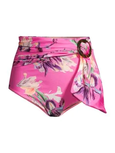 Shop Patbo Women's Grace Belted High-waist Bikini Bottoms In Fuchsia