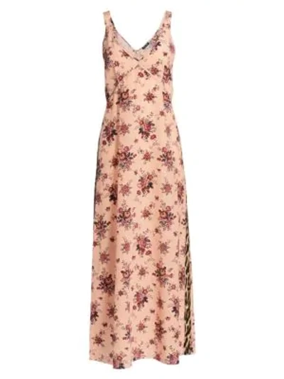 Shop R13 Floral & Leopard Trim Slip Dress In Light Pink Leopard