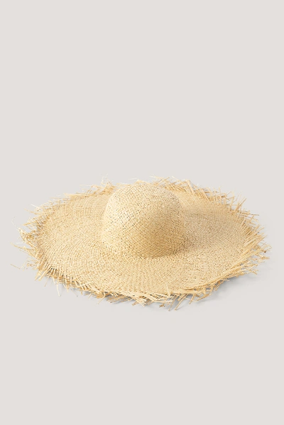Shop Na-kd Oversize Raw Edge Straw Hat Beige In Natural
