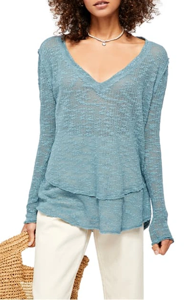 Shop Free People Ocean Air Hacci Pullover In Moss