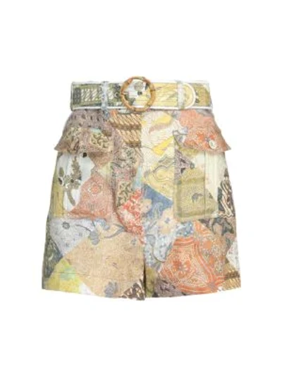 Shop Zimmermann Brightside Patchwork Shorts In Batik Patch