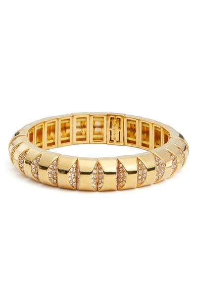 Shop Kate Spade Sliced Scallops Stretch Bracelet In Clear/ Gold