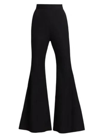 Shop Balmain High-waist Wool Flare Pants In Black