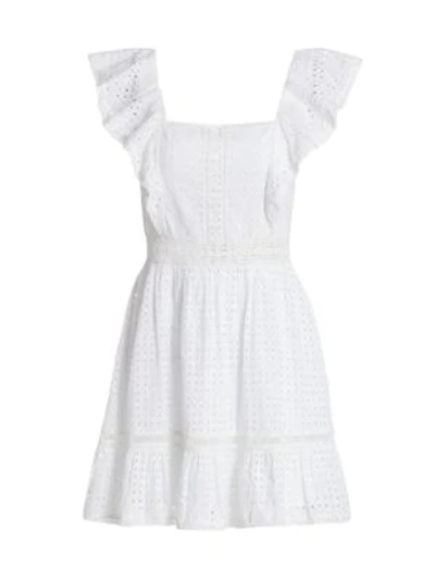 Shop Alice And Olivia Remada Eyelet Cotton Ruffle Dress In White