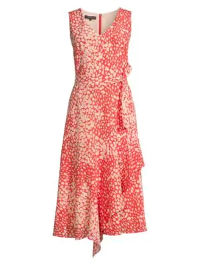 Shop Lafayette 148 Telson Spotted Silk Dress In Ultra Pink