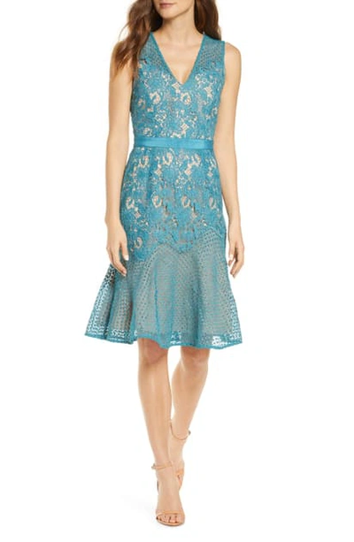 Shop Adelyn Rae Lily Sleeveless Lace Dress In Teal-nude