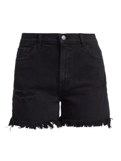 Shop J Brand Jules High-rise Frayed Hem Denim Shorts In Undercover Destruct