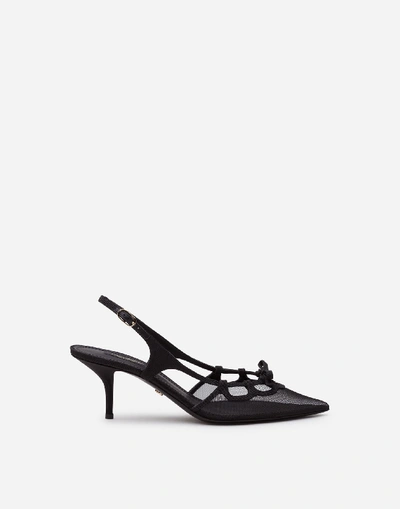 Shop Dolce & Gabbana Slingback Shoes In Mesh And Grosgrain