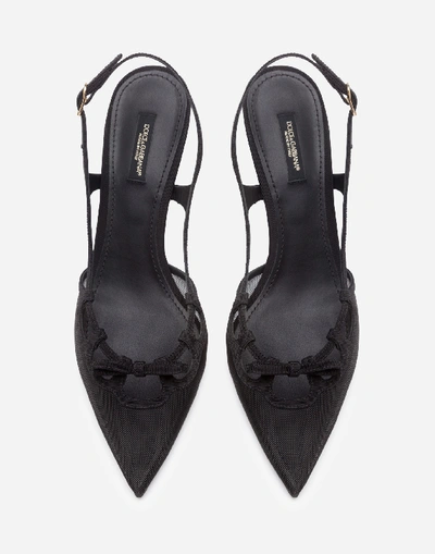 Shop Dolce & Gabbana Slingback Shoes In Mesh And Grosgrain