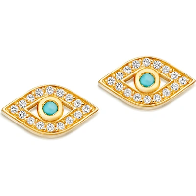 Shop Astley Clarke Mini Evil Eye 18ct Yellow Gold-plated Earrings