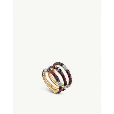 Shop Gucci Ouroboros 18ct Yellow-gold, Red Topaz And Diamond Ring