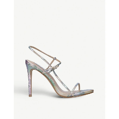 Shop Steve Madden Oaklyn Metallic Snake-print Faux-leather Heeled Sandals