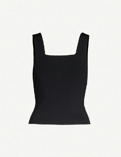 Shop Vince Square-neck Stretch-knit Top In Black-001blk